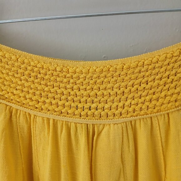 Rosidam Women's Size L-XL Pants Bohemian Linen Hippie Yellow Mesh Button Elastic - Picture 10 of 15